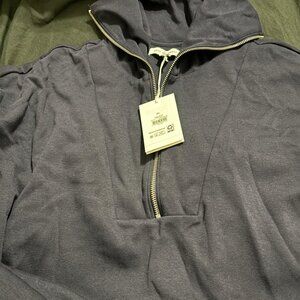 Free Assembly brand long sleeve half-zip top in the color Darkest Navy, size XL